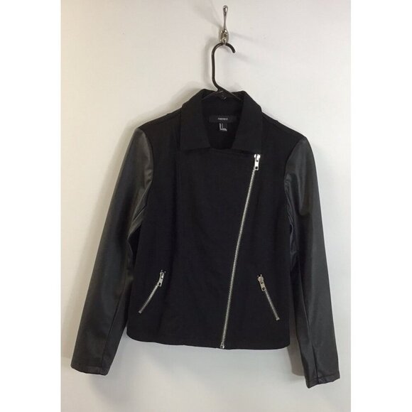 Y2K Light Forever 21 Black Zip Jacket Size Small 🤍 - Picture 1 of 4